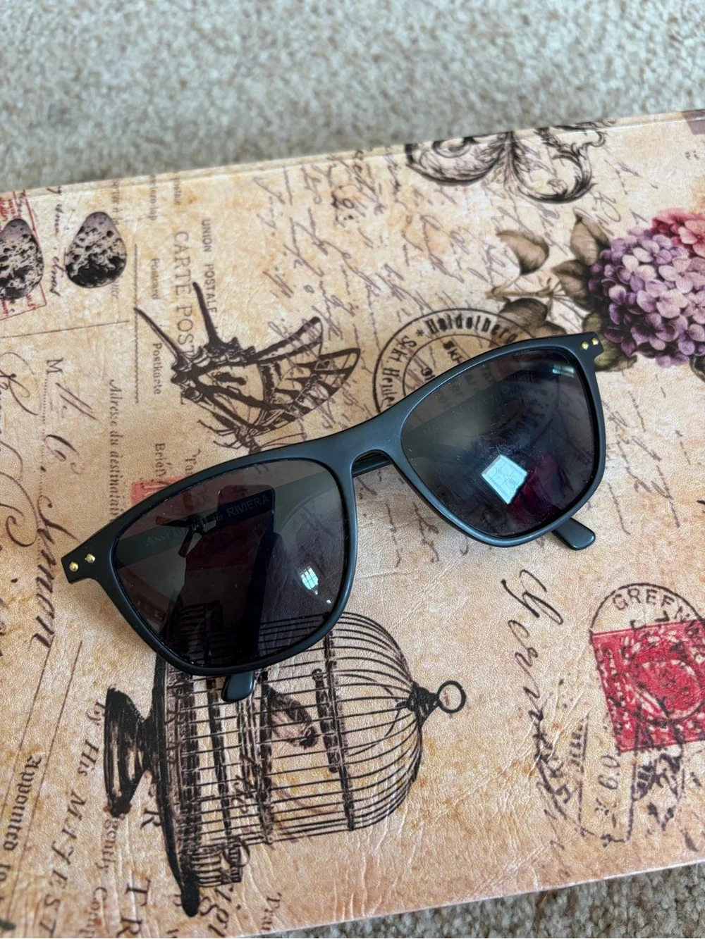 Anne Klein Black Polarized Wayfarer Sunglasses